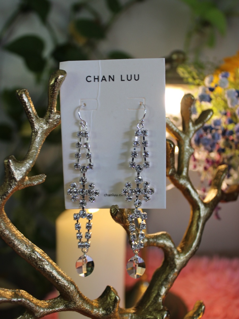 Chan Luu Silver Crystal Chandelier Drop Earrings - Picture 2 of 8